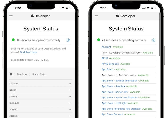 check the apple's system status page