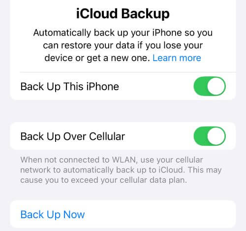 back up now with iphone icloud
