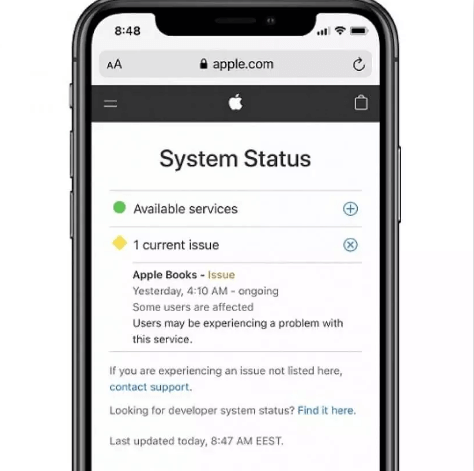 check apple system status to fix apple id greyed out