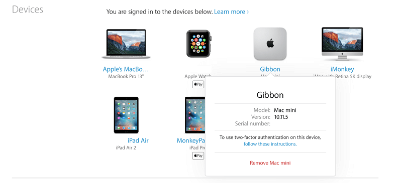 check device list on icloud