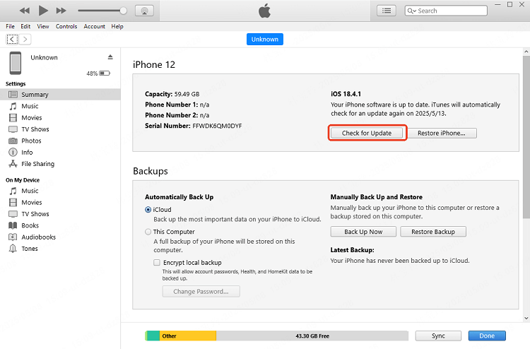 update iphone with itunes