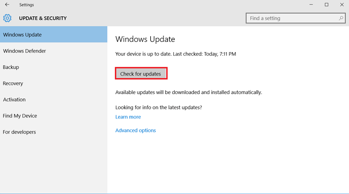 Check System Update on PC