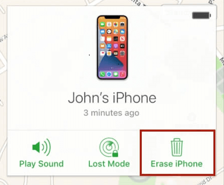 choose erase iphone from icloud