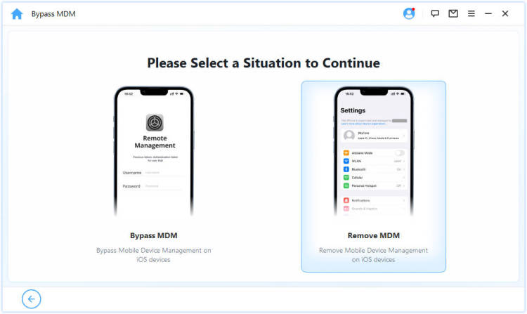 choose the bypass mdm mode