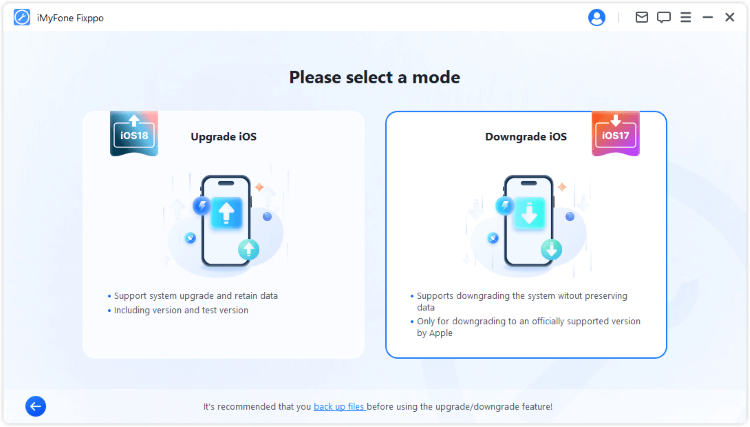 choose to downgrade iOS