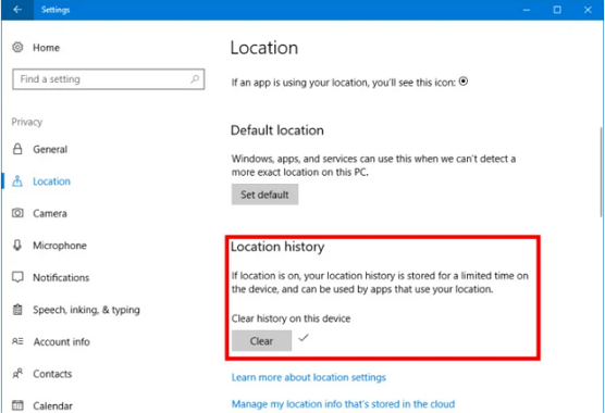 Clear Location history on PC