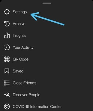 click the Settings option