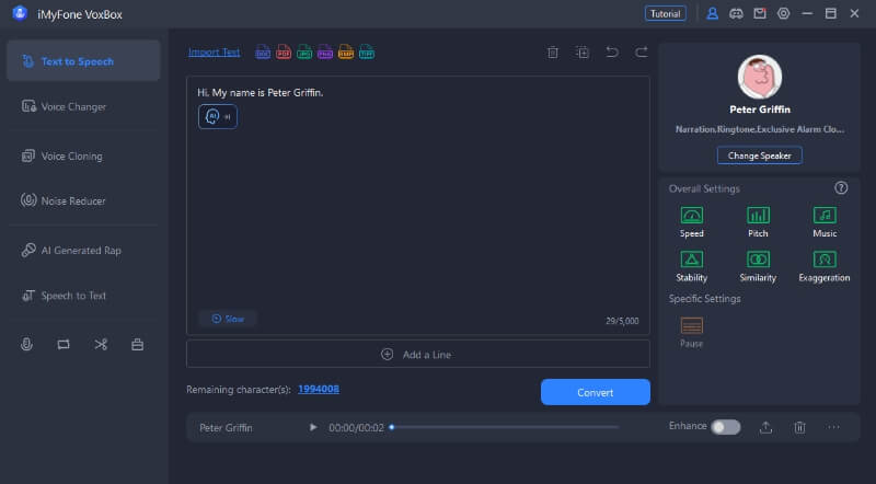 convert peter griffin voice