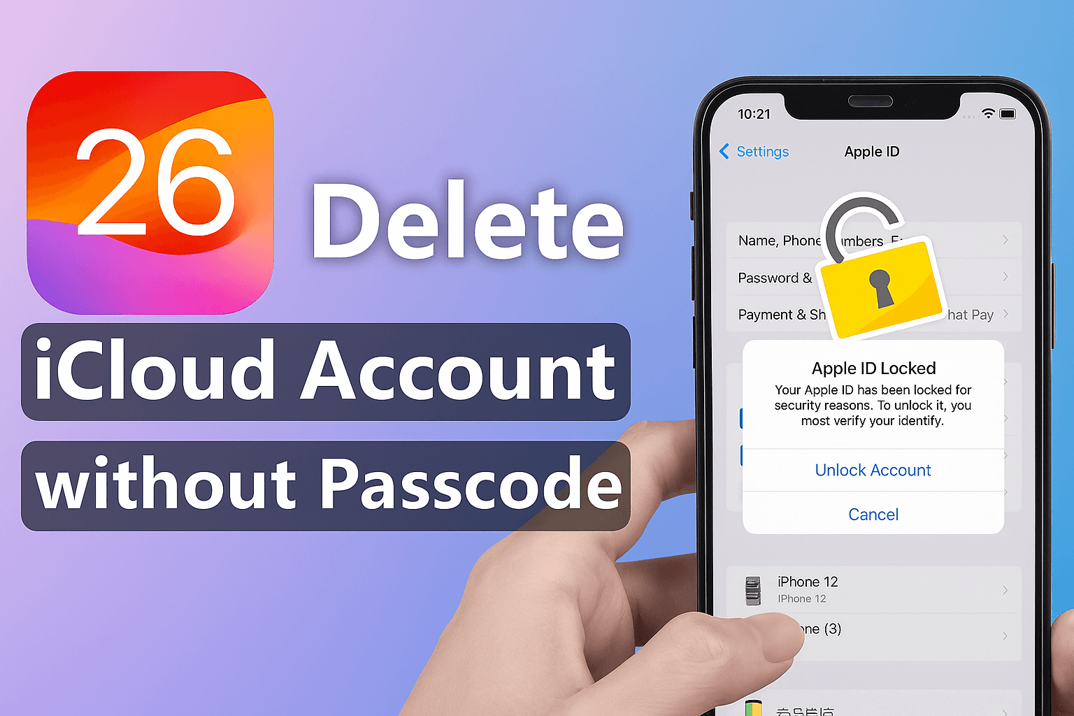 how to delete icloud account without password