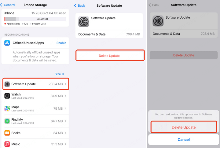 delete iphone software update