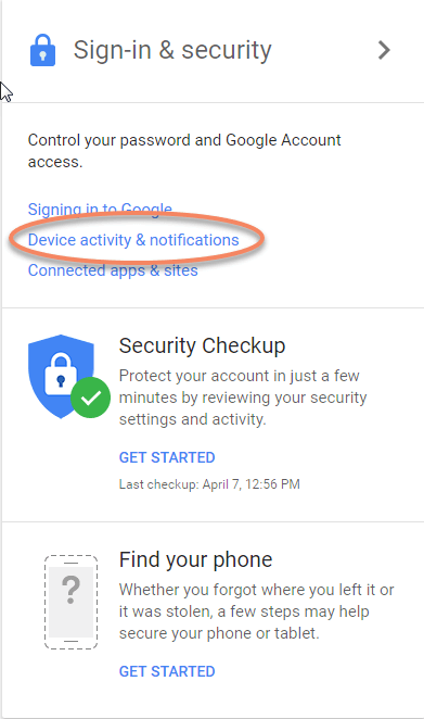 device activity notifications