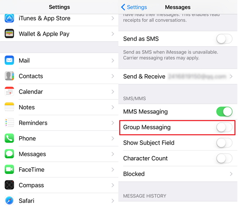 turn on group messaging on iphone
