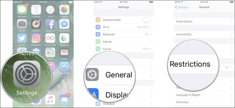 select restrictions in settings app to fix how to turn off restrictions on iphone