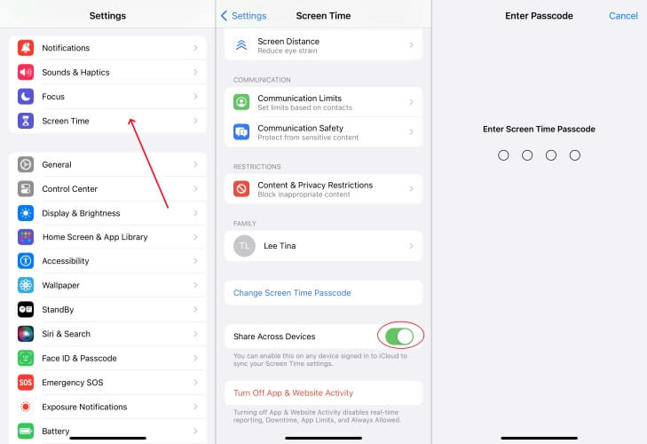 disallow share across devices on iphone