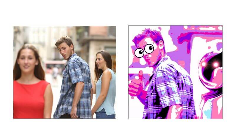 distracted boyfriend deep fried meme