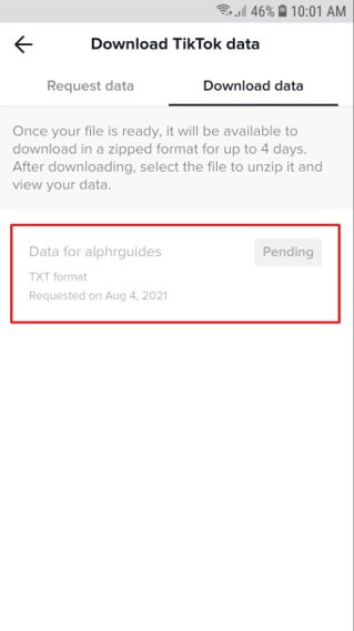 Download TikTok data