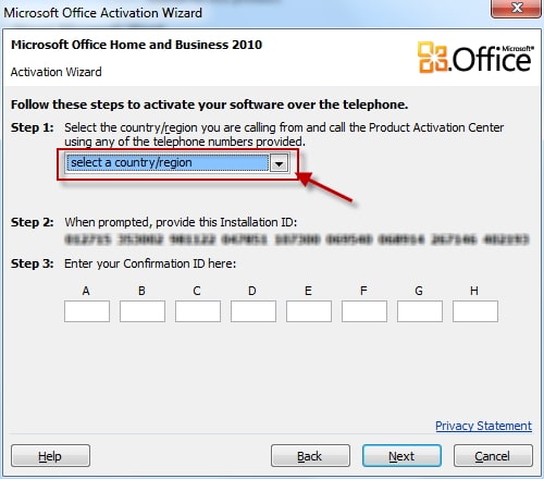enter confirmation id