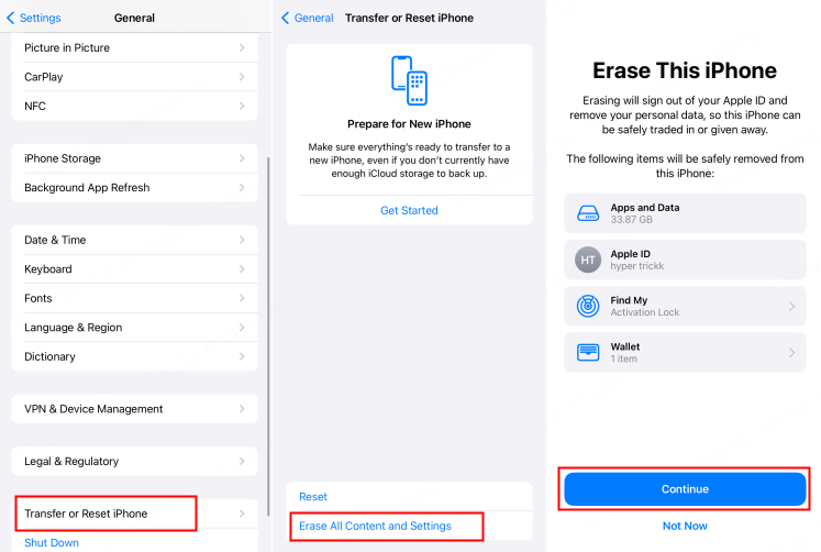 erase all content and settings from iphone