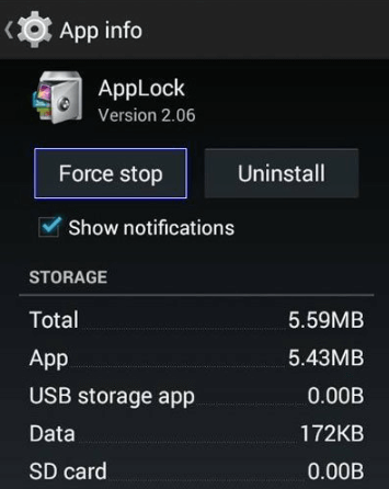 force stop app to fix how to remove app lock password