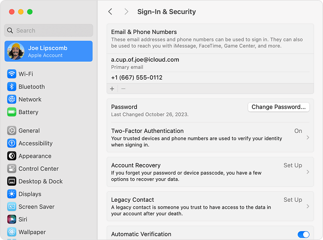 how to change apple id password on mac