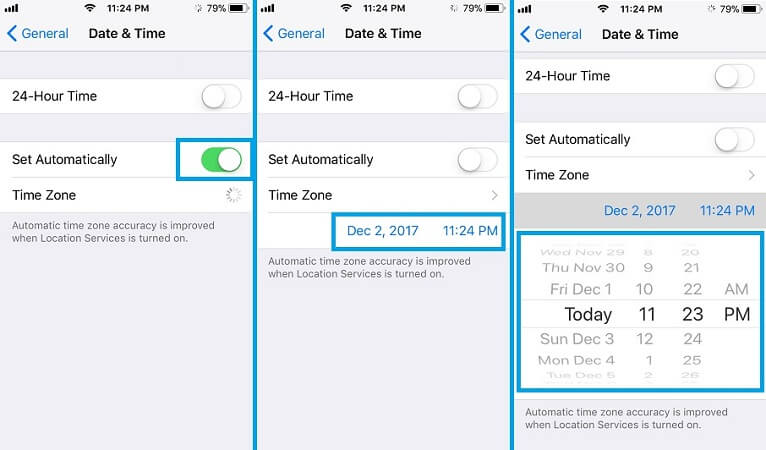 ensure date and time settings are correct
