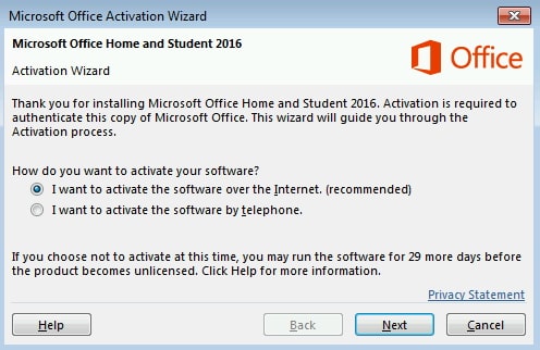i want to activate over the internet