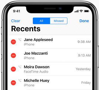 iPhone call history
