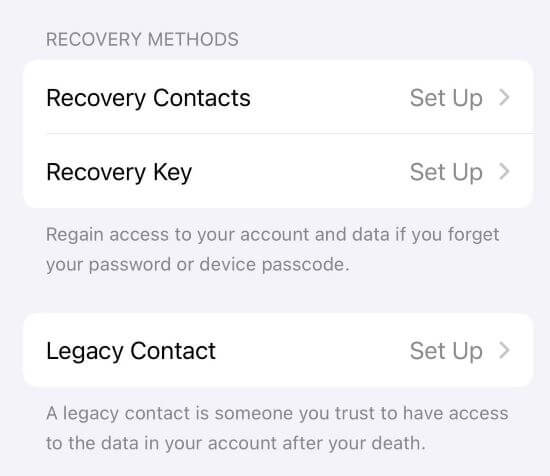 iphone recovery key