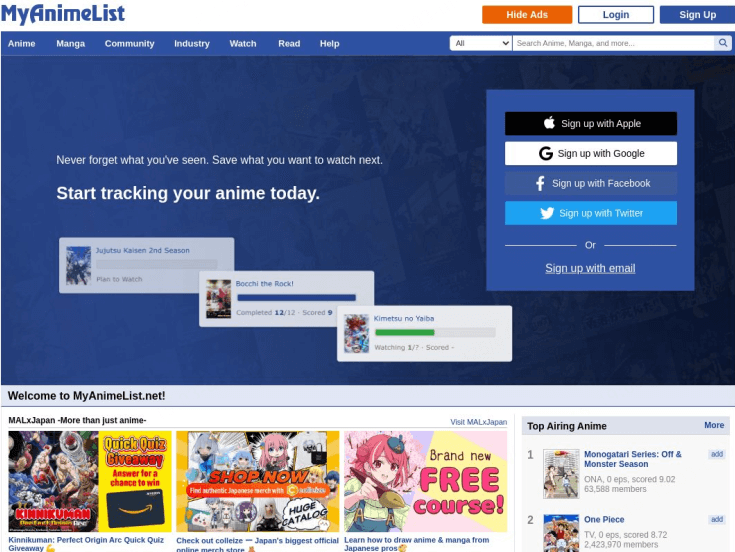 myanimelist - anime site