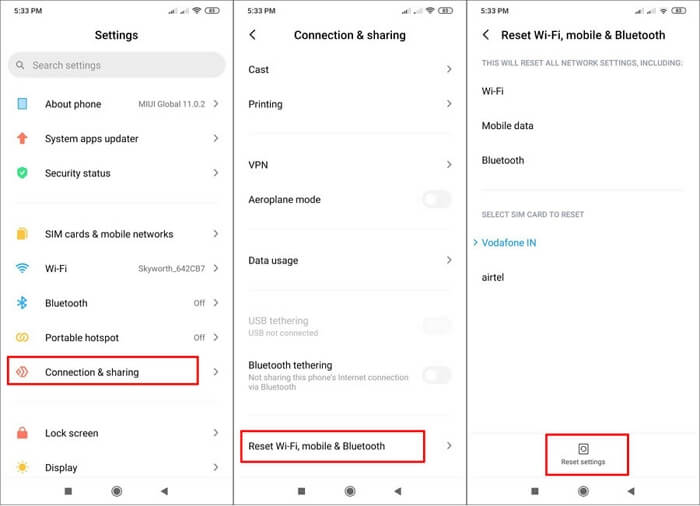 fix pogo error 11 reset network settings on android