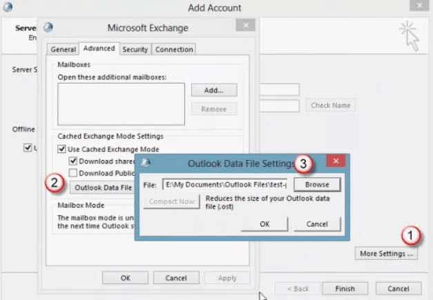 outlook data file setting