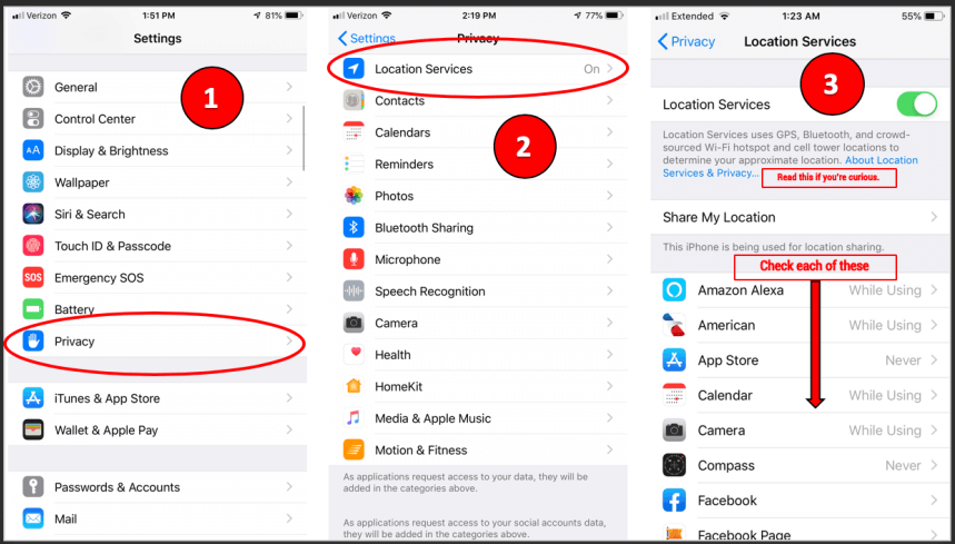privacy setting unavailable share location