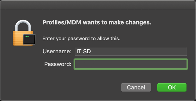 profiles mdm wants to make changes