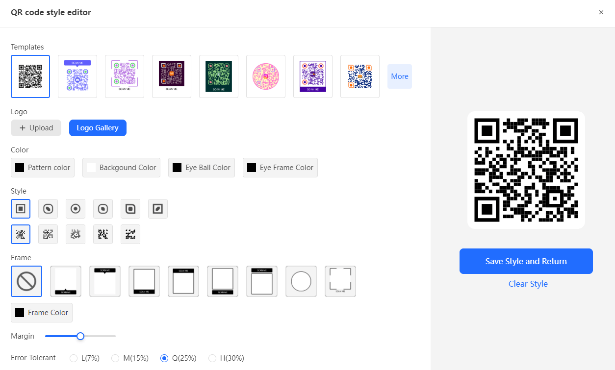 qr code with simple clean designs
