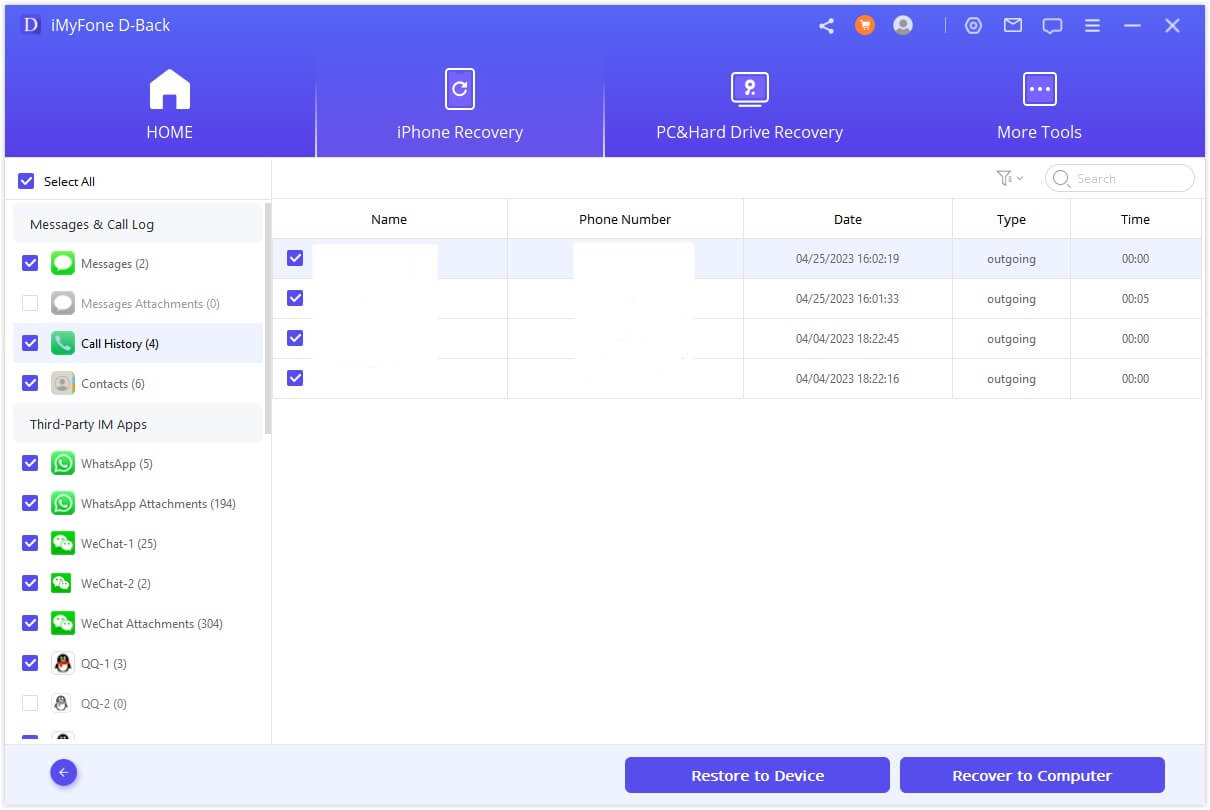 recover iphone call history