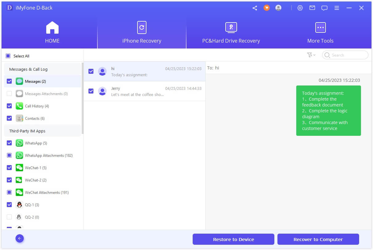 recover messages