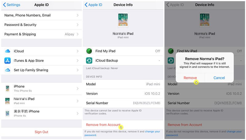 remove device from icloud