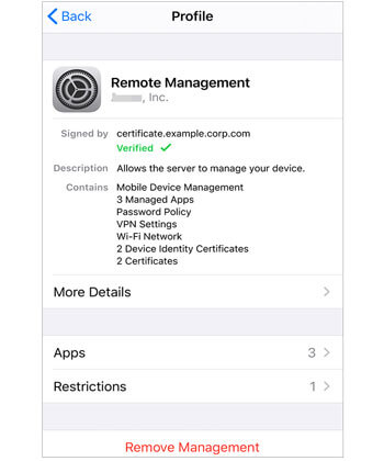 remove management on iphone