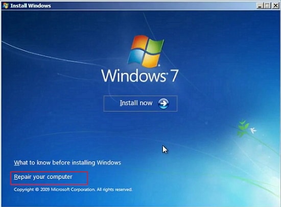 choose repair your computer