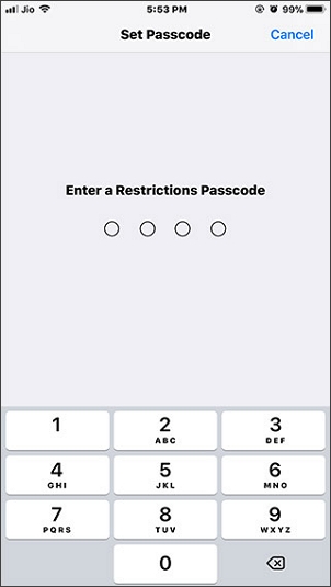 enter a restrictions passcode to fix how to turn off restrictions on iphone