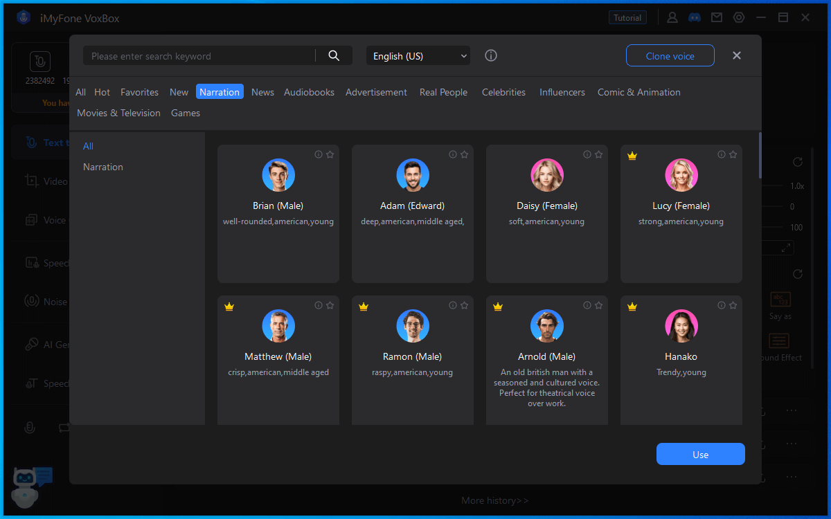 search adam ai voice