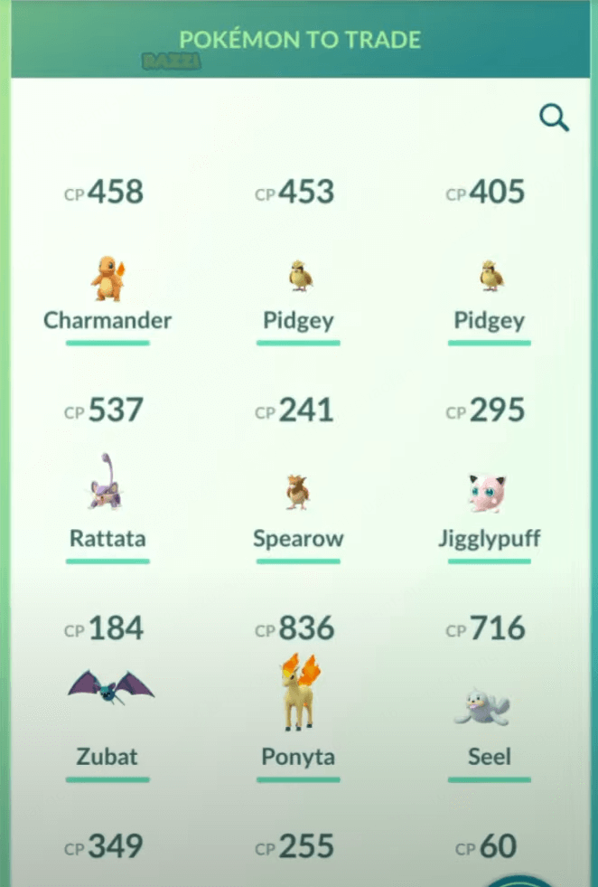 select the pokemon you want to trade