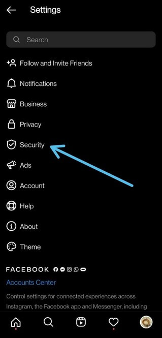 select the Security option