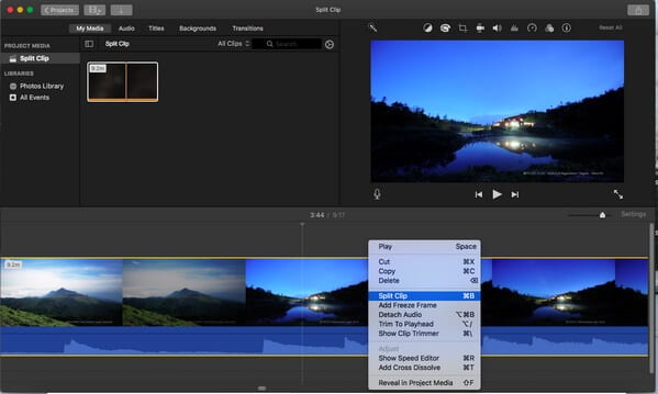 split clip using imovie