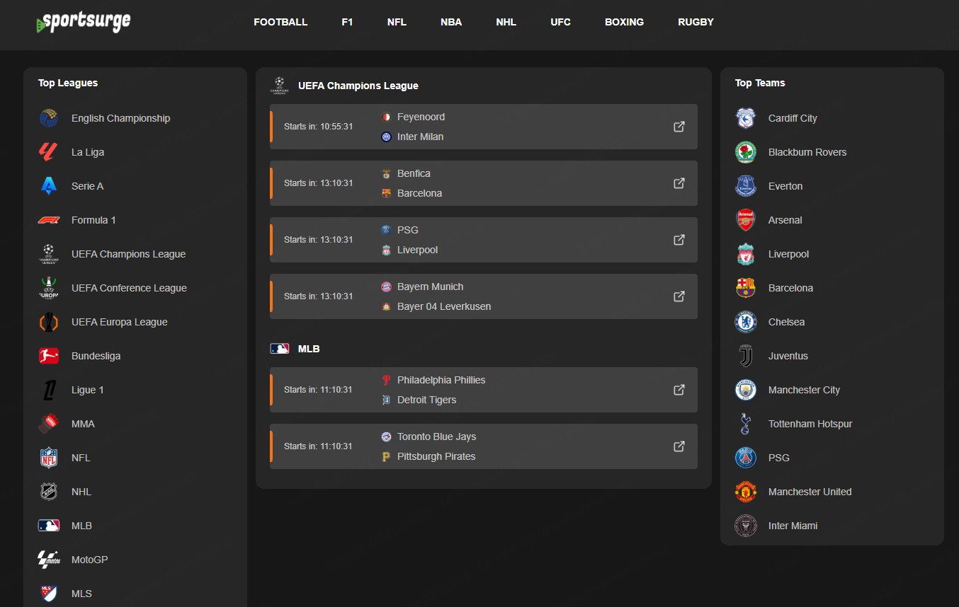 sportsurge webpage