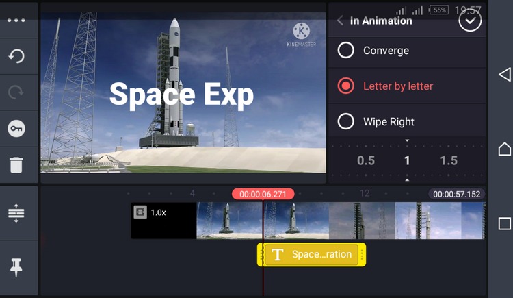 kinemaster android add text animation