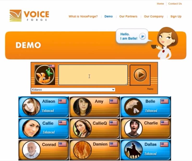 kidaroo text to speech online voiceforge
