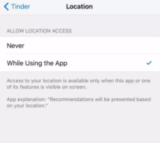 tinder location update