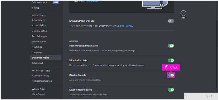 how to turn off disable sounds