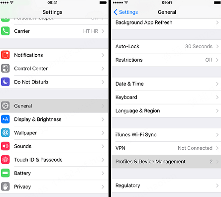 trust the profile in iphone settings